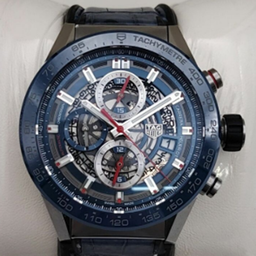 キャリバーホイヤー01 ブルー レッド スケルトン