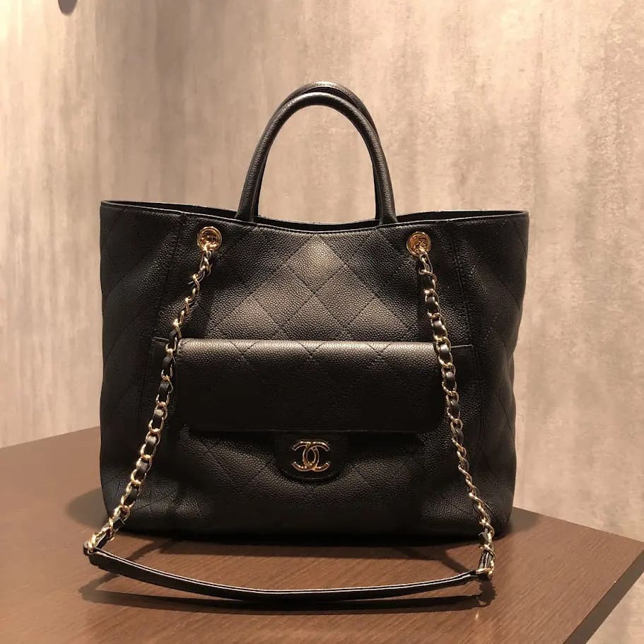シャネル CHANEL キャビアスキン2WAYチェーントート