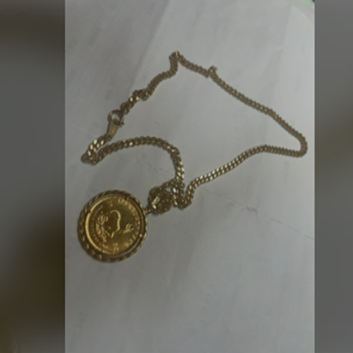 クルーガーコイン1/4 oz8.4gと18金のノーブランドチェーン　22.3g