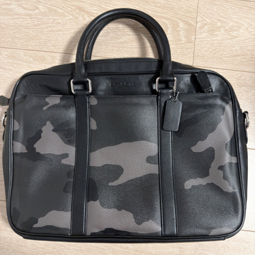 COACH メンズ 迷彩柄 レザー ブリーフケース