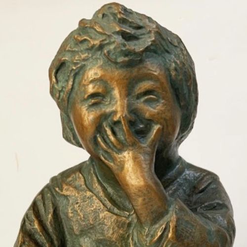 真作 北村西望 1967年作 笑う少女 ブロンズ像