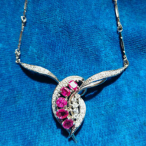 天然ルビー、ダイアモンドネックレス