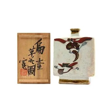扁壺草花圖