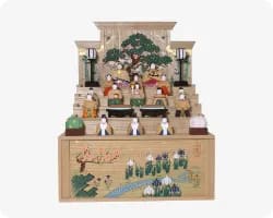 神泉作 段飾雛 奈良一刀彫