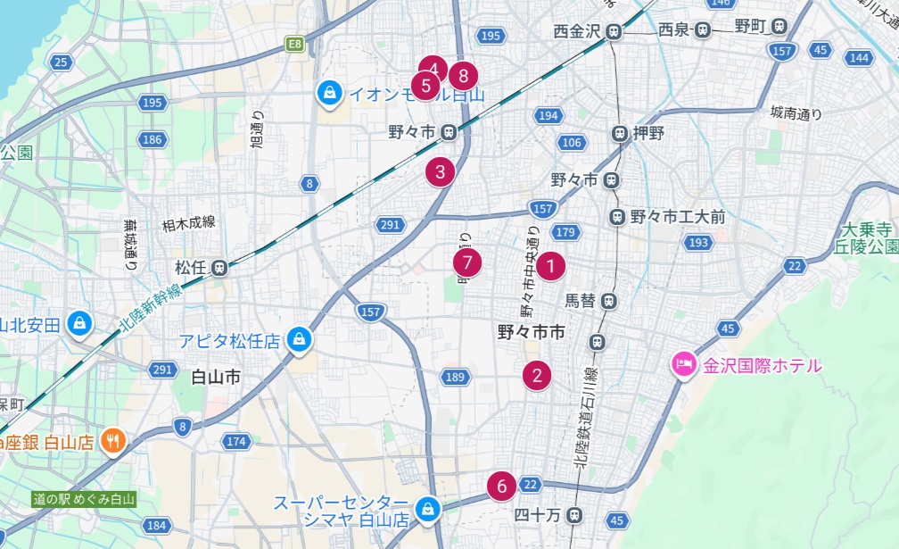 野々市市Googleマップ画像