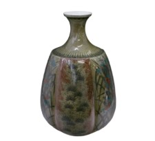 人間国宝十三代今泉今右衛門 色絵薄墨露草文花瓶 有田焼 色絵磁器 共箱 高さ40cm