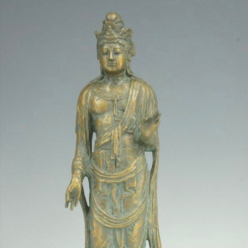 北村西望造 聖観音菩薩像 仏教美術 銅製 銅器　SX236