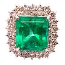 Pt･Pm900 コロンビア産エメラルド・ダイヤモンド リング 11.9・D2.69ct