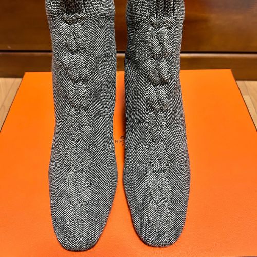 HERMES(エルメス) ショートブーツ ヴォルヴェール ダークグレー×黒