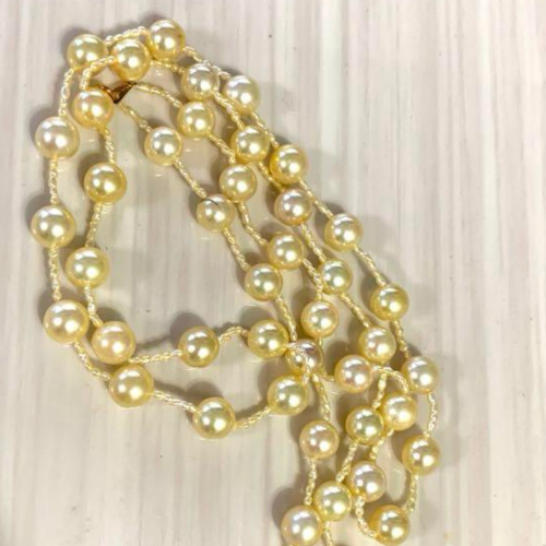 アコヤ真珠染めゴールデンロングネックレス