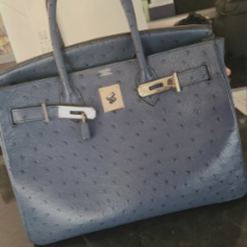 バーキン30 オーストリッチ ブルー系