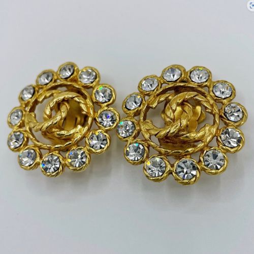 シャネル　ココマークラインストーンイヤリング