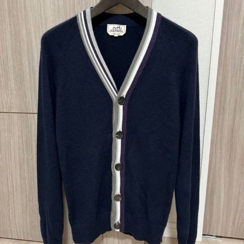 HERMES エルメス　カーディガン　アシンメトリーストライプ　サイズS
