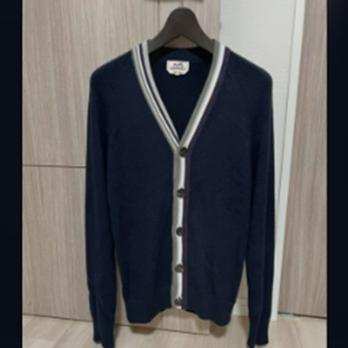 HERMES エルメス　カーディガン　アシンメトリーストライプ　サイズS