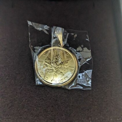 K18ペンダント純金メープルコイン2023年製金貨1/4オンス