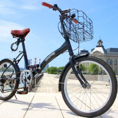 折りたたみ自転車 20インチ 6段変速 GRAPHIS ホワイトブルー