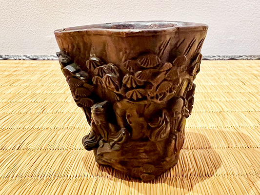 黒檀製「人物竹林盃」