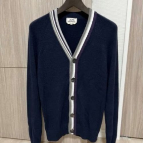 HERMES エルメス　カーディガン　アシンメトリーストライプ　サイズS