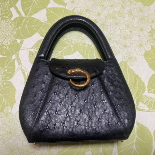 カルティエ オーストリッチ ハンドバッグ ブラック パンサー