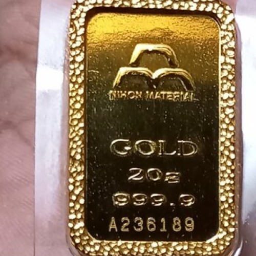 日本マテリアル 20g k24 24金 槌目メッキ爪枠付き ペンダント トップ