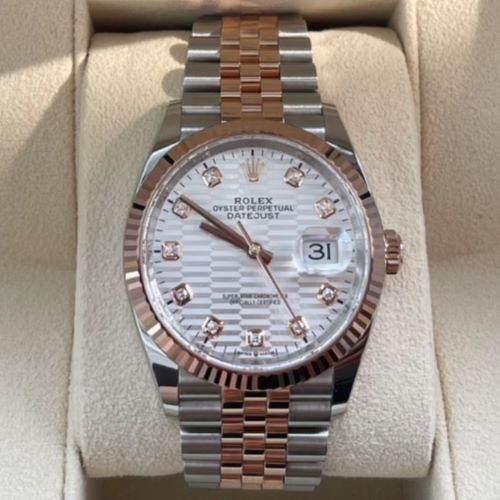 デイトジャスト36 エバーローズゴールドコンビ　ダイヤシルバーブルーテッド文字盤