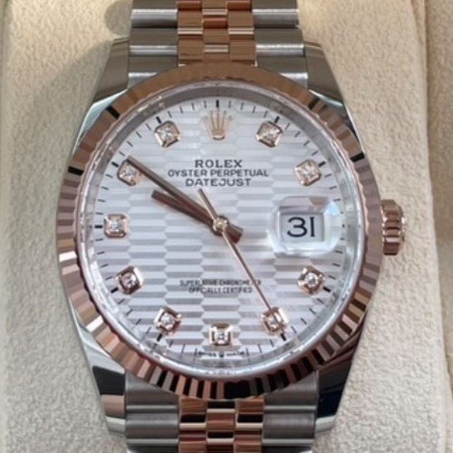 デイトジャスト36 エバーローズゴールドコンビ　ダイヤシルバーブルーテッド文字盤