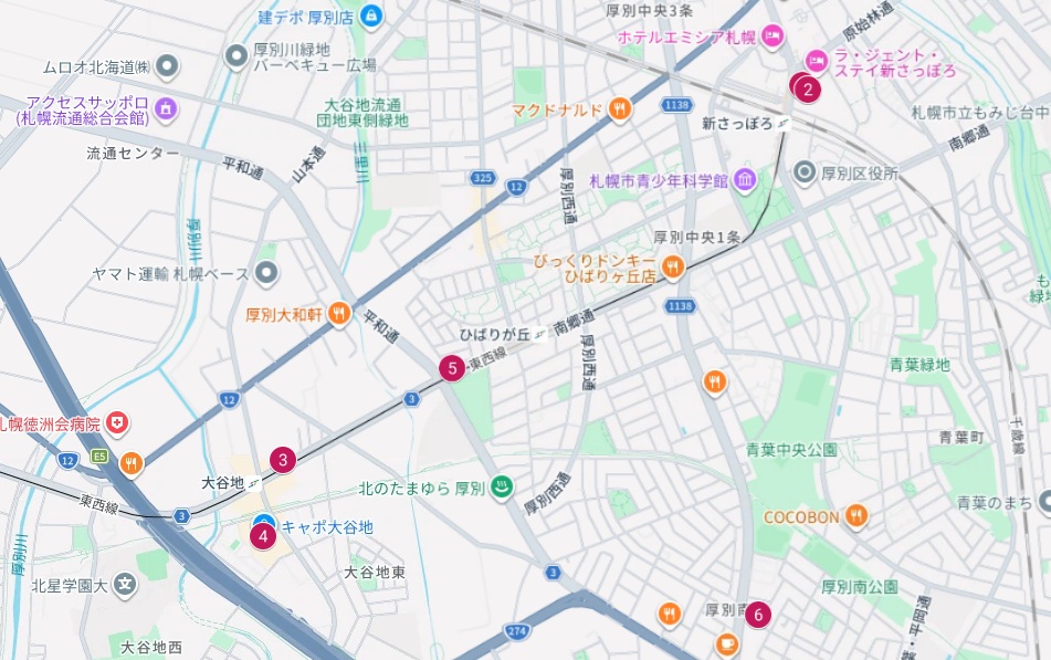 札幌市厚別区Googleマップ画像