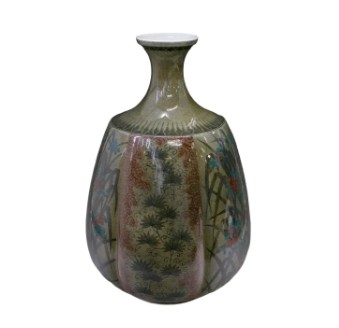 人間国宝十三代今泉今右衛門 色絵薄墨露草文花瓶 有田焼 色絵磁器 共箱 高さ40cm