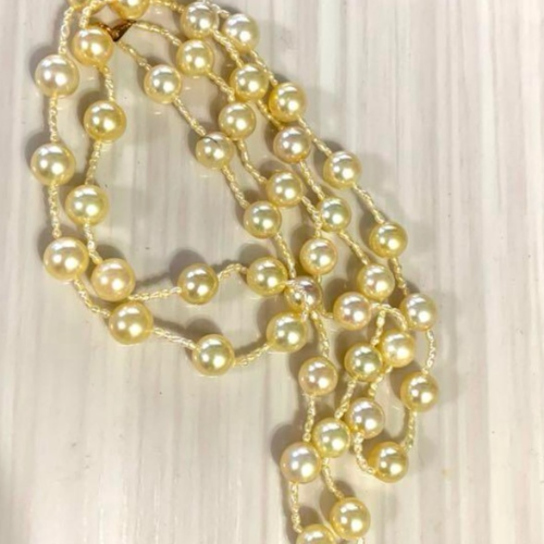 アコヤ真珠染めゴールデンロングネックレス