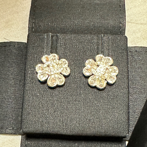 CHANEL ピアス ココマーク ハート フラワー ラインストーン シルバー