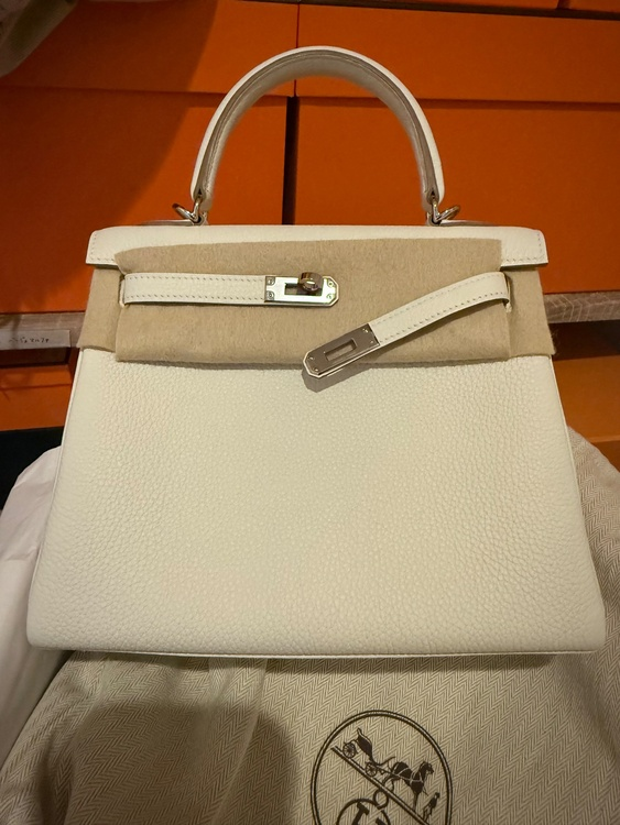 エルメス ケリー25 内縫い マッシュルーム トゴ S金具 W刻印