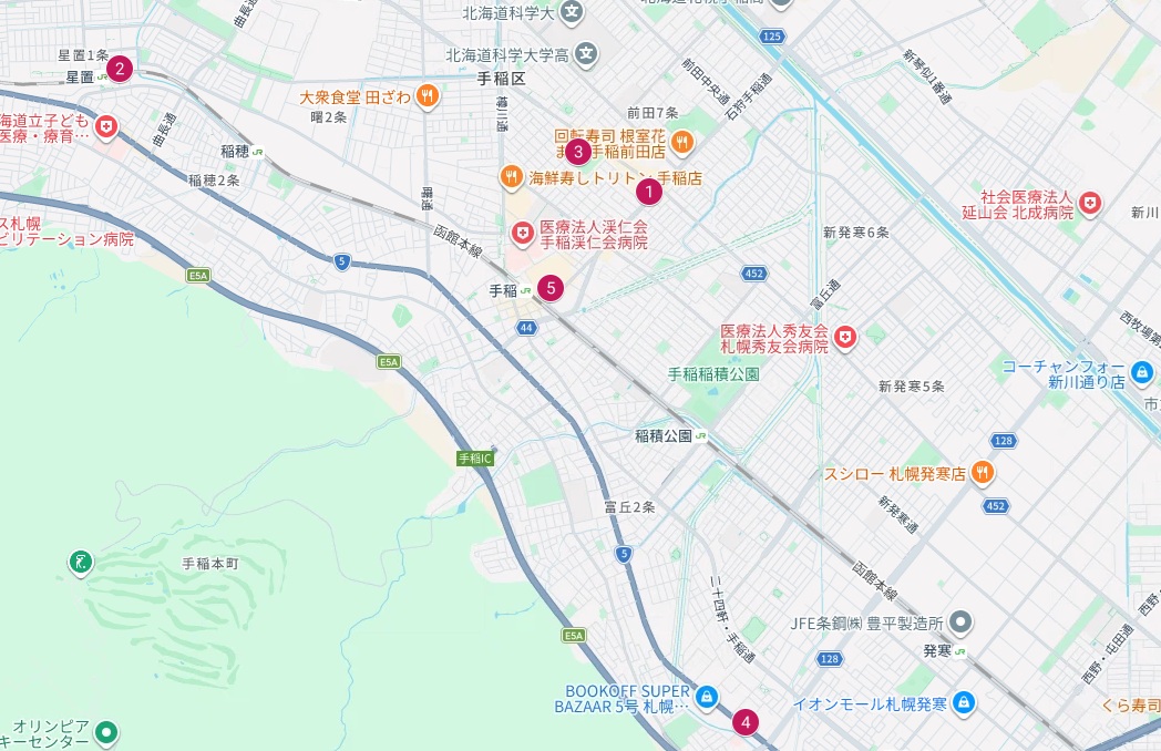 札幌市手稲区Googleマップ画像