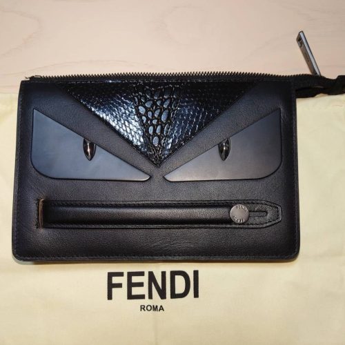 フェンディ 7VA350 モンスターバグズレザークラッチバッグ