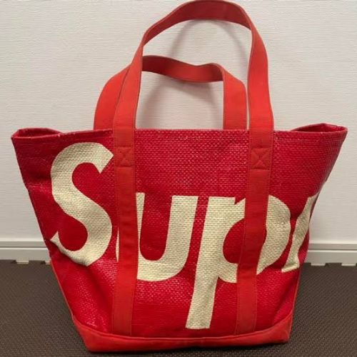 Supreme 20SS Raffia Tote RED
