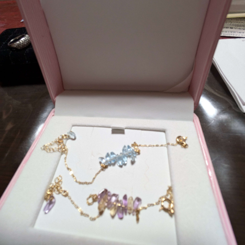 10金 アメジスト アクアマリン ブレスレット