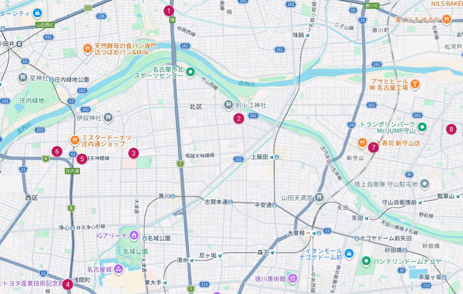名古屋市北部の地図