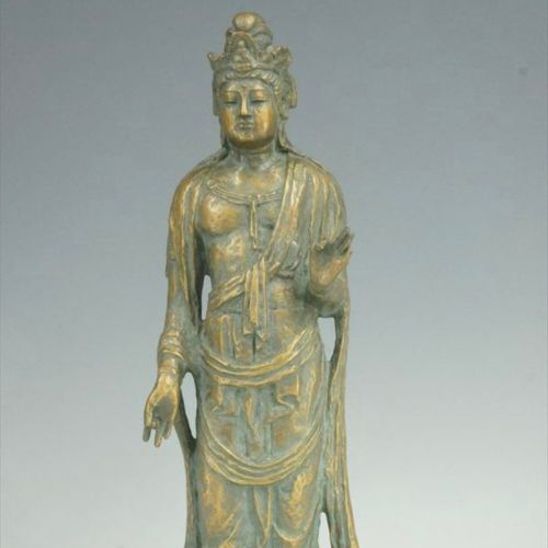 北村西望造 聖観音菩薩像 仏教美術 銅製 銅器　SX236