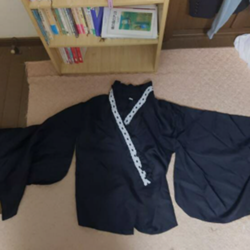 [ABUNDANTDOODS] メイド服 コスプレ 和風 ブラック