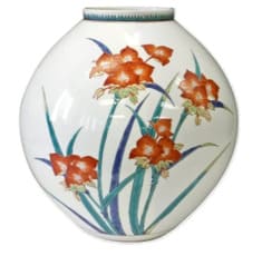 人間国宝 十四代酒井田柿右衛門 濁手紫露草文花瓶 有田焼