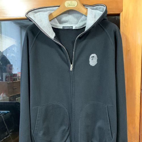 APE ラインストーン ロゴ パーカー 黒 M