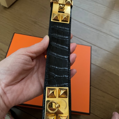 エルメス メドール コリエドシアン ベルト ブラック　クロコダイル
