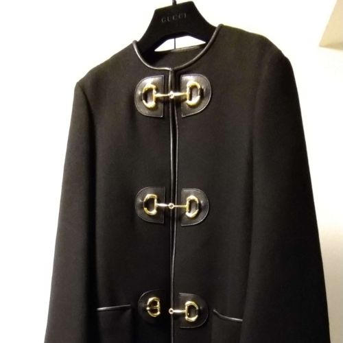 GUCCI　594821 ウール ホースビット ノーカラーロング コート