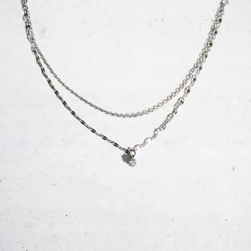 18金 あずきチェーンネックレス 2レイヤー40cm アジャスター5cm