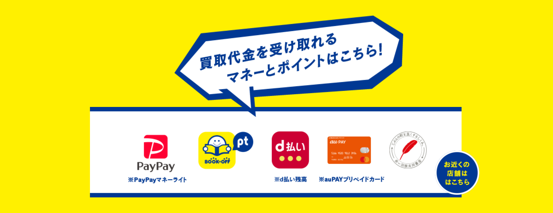 買取代金を受け取れるマネーとポイントはこちら！