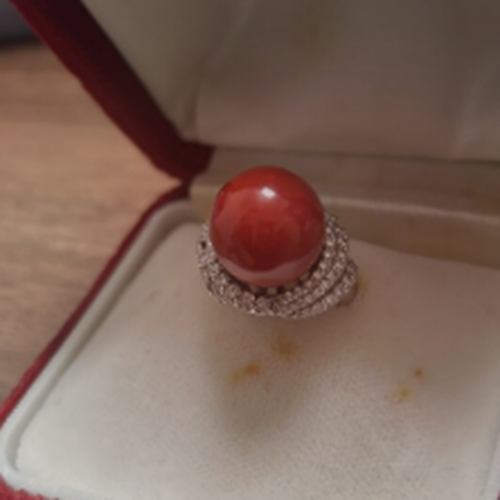 血赤珊瑚ダイヤモンド指輪