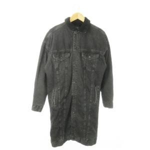 ZARA MAN ランチコート ロング丈 デニム 裏ボア USED加工 オーバーサイズ