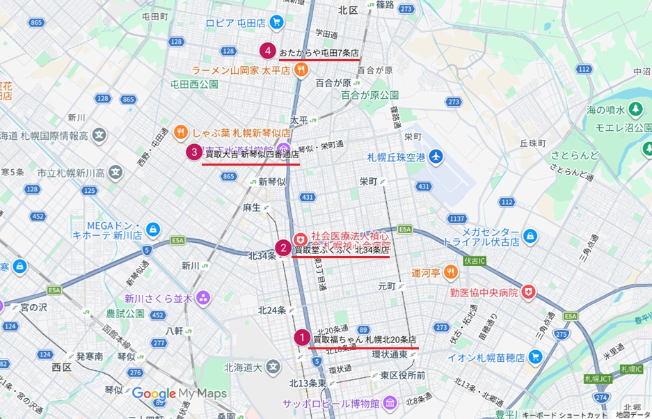札幌市北区のGoogleマップ