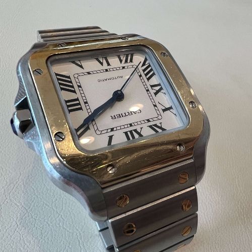 サントス ドゥ カルティエ ウォッチ MM、自動巻き、イエローゴールド