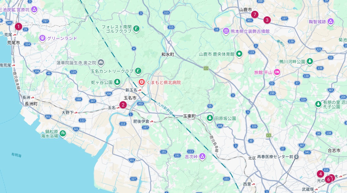 熊本県北エリアGoogleマップ画像