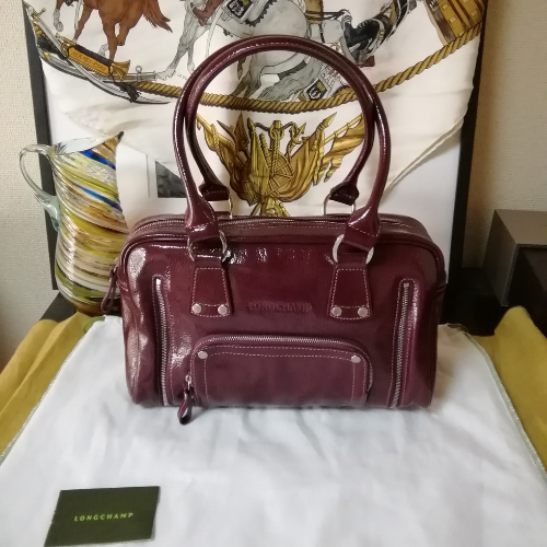 LONGCHAMP　ロンシャン　エナメルレザー　ハンドバッグ